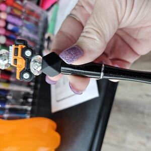 Black Novelty Pen with Orange Truck Design